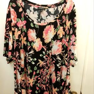 Lane Bryant Black Floral Swing Shirt